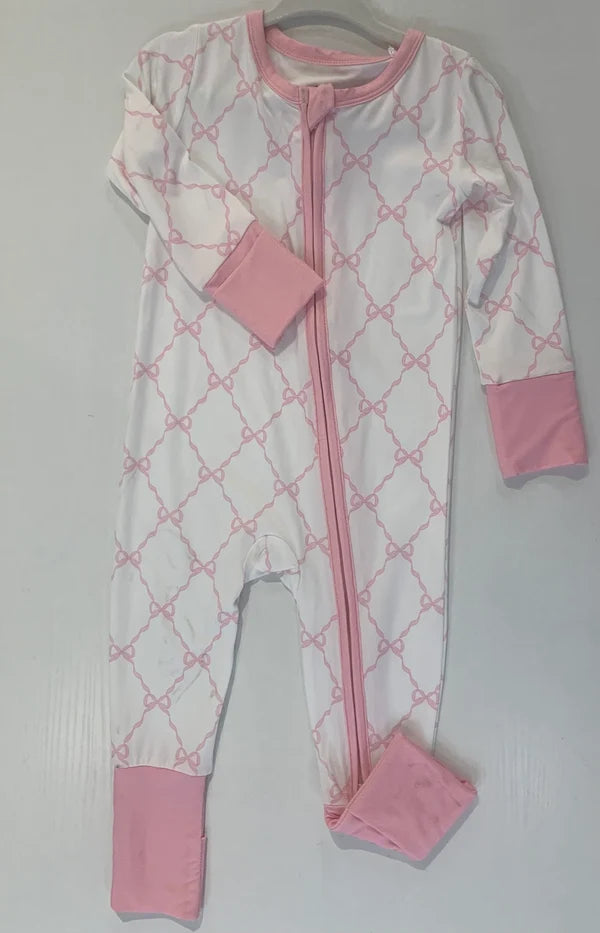 Pink Bow Trellis Convertible Romper Onesie