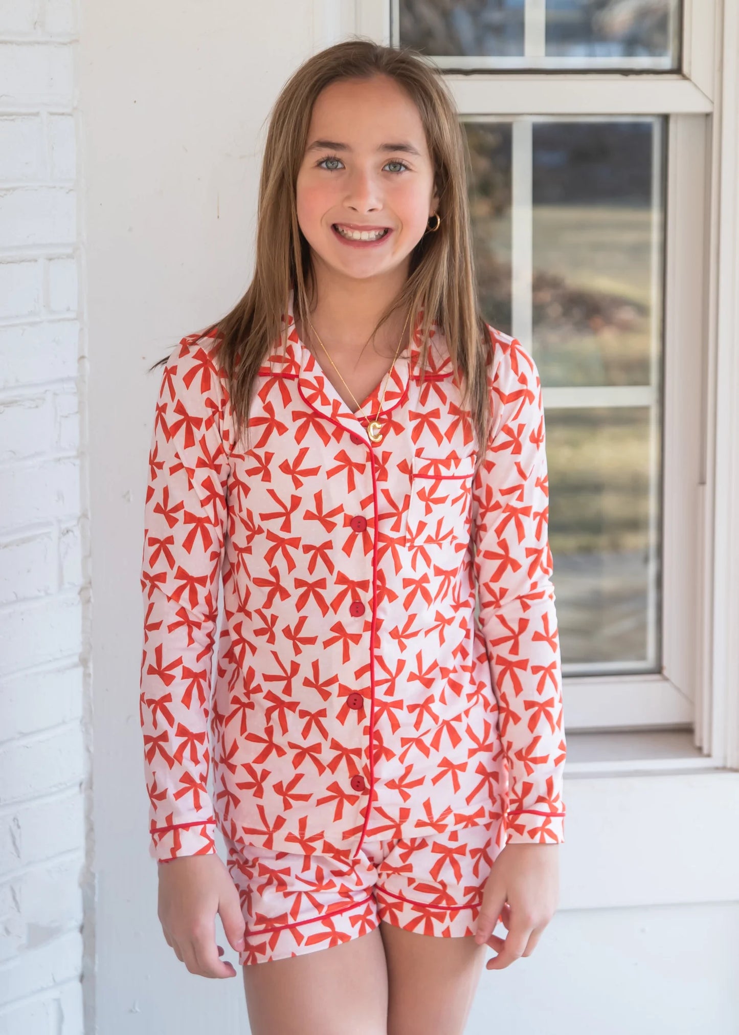 Button Up Lounge Set - Red Bows BE