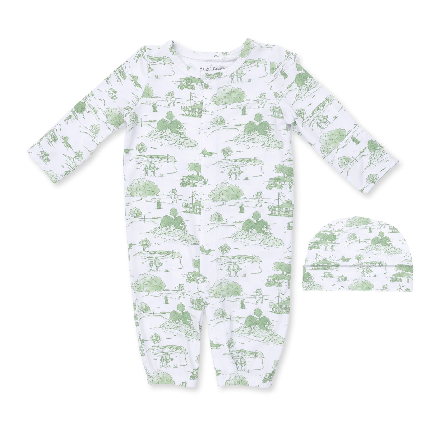 Golf Toile Green Convertible Gown & Hat
