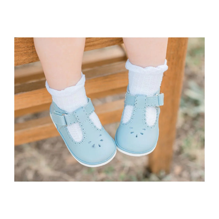 Dottie Scalloped T-Strap Mary Jane (Baby) Dusty Blue