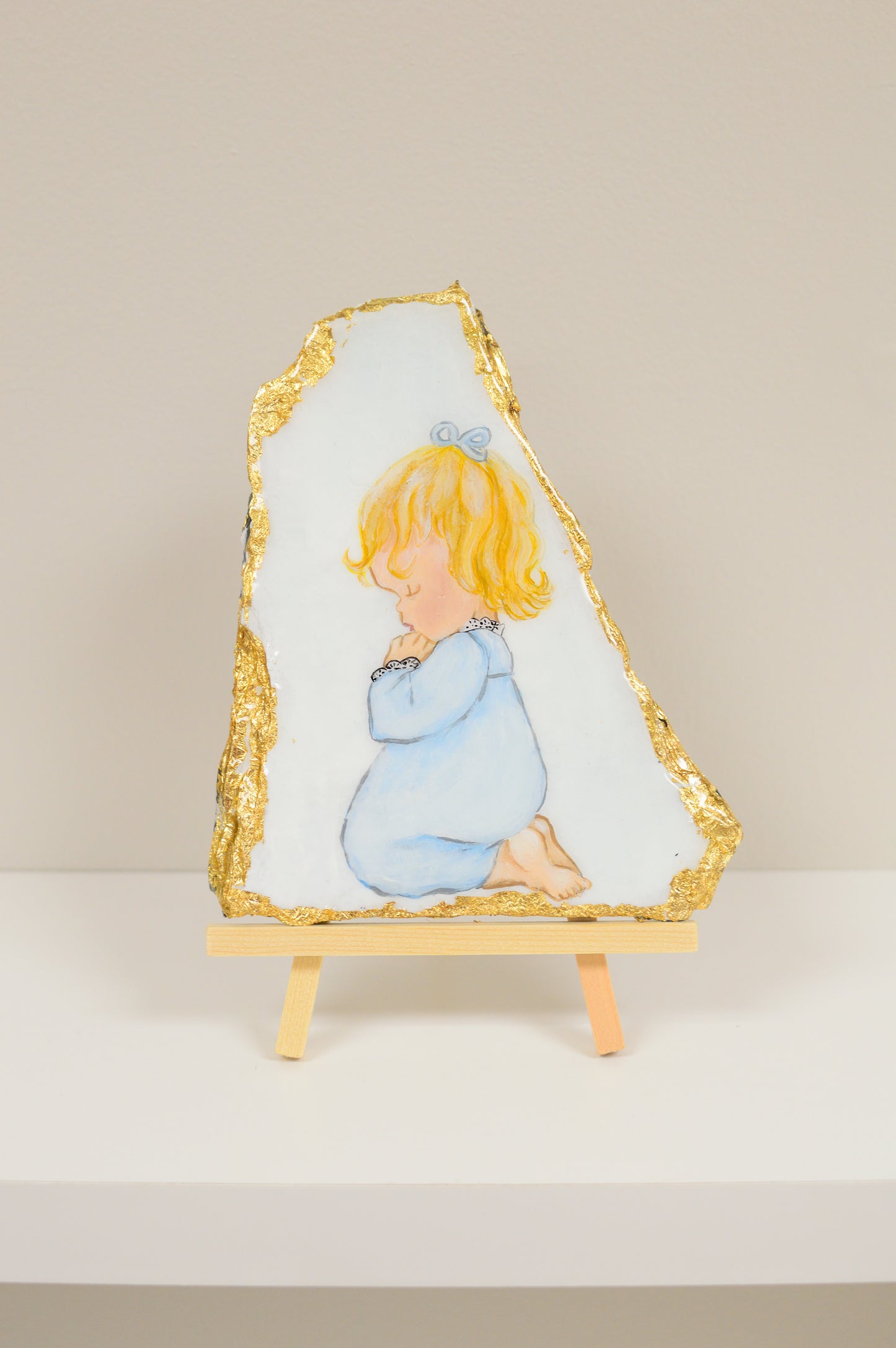 Baby Girl Praying on Slate - 7” x 6”