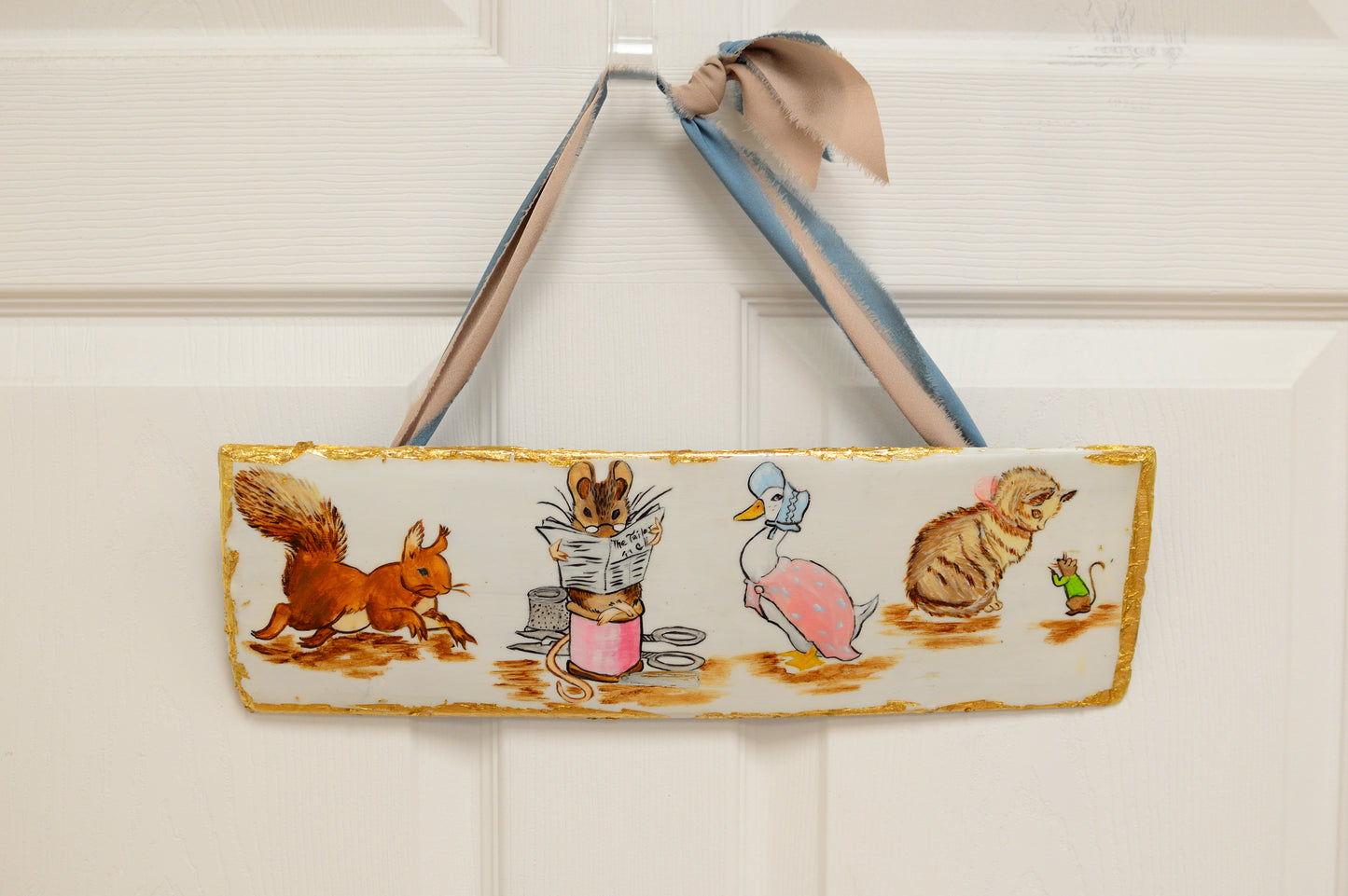 Beatrix Potter on Old Red Wood Shingle - 16" x 5"