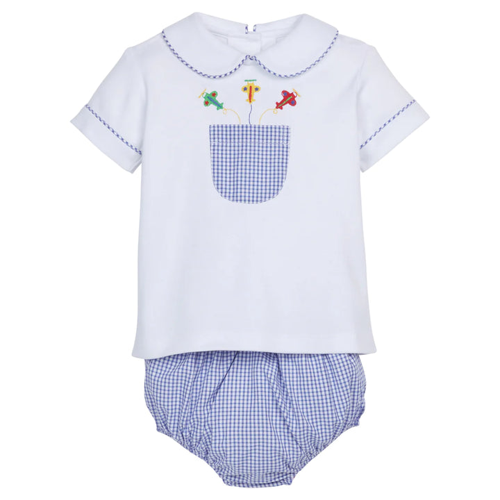 Embroidered Peter Pan Diaper Set - Airplanes