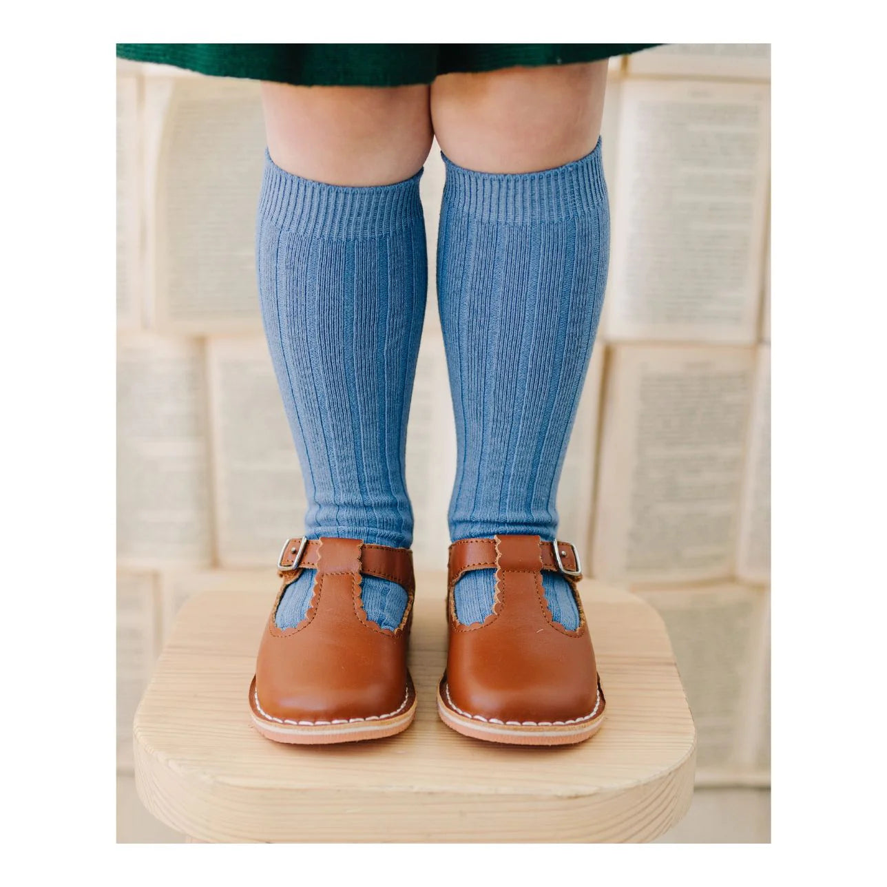 Selina Scalloped T-Strap Mary Jane Cognac