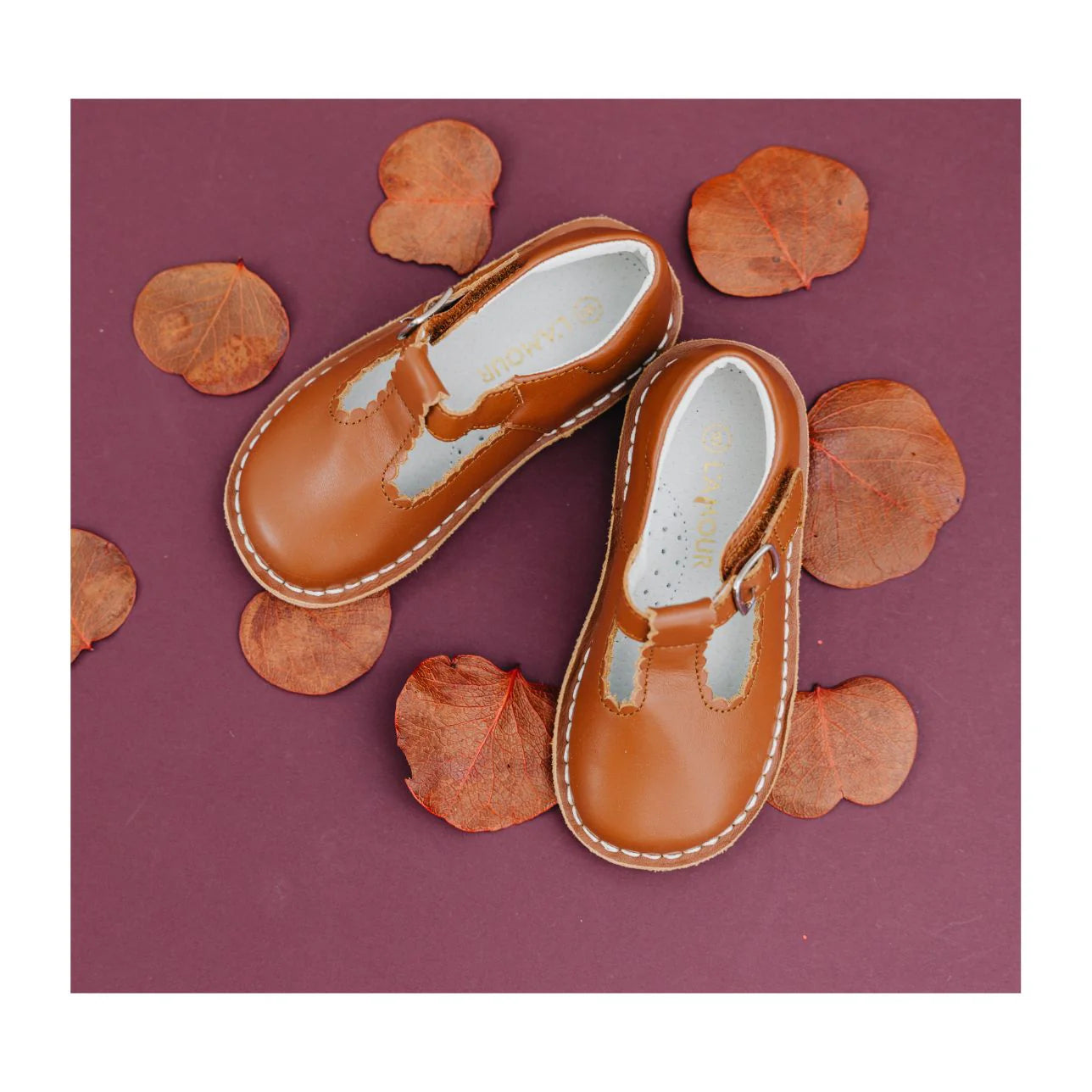 Selina Scalloped T-Strap Mary Jane Cognac