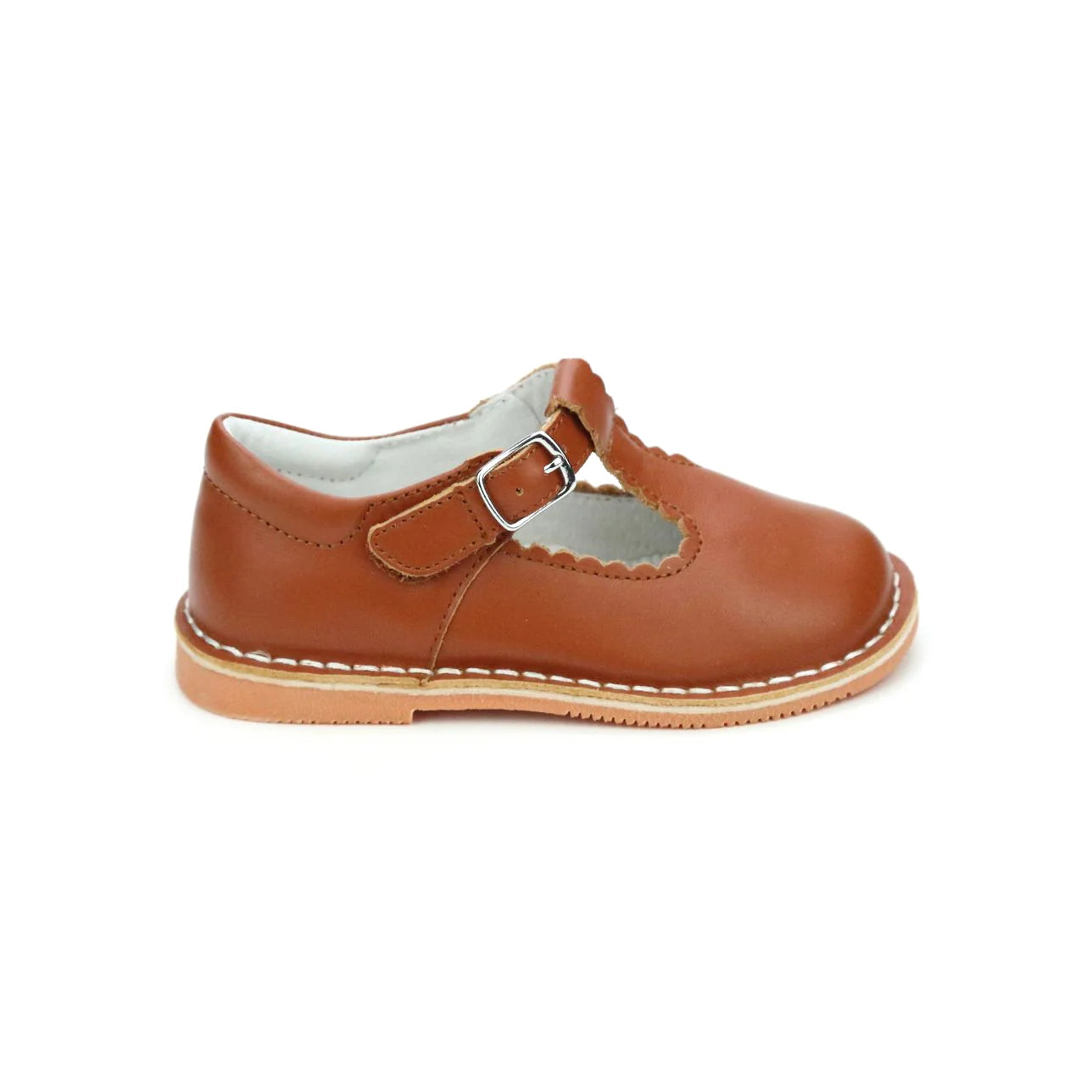 Selina Scalloped T-Strap Mary Jane Cognac