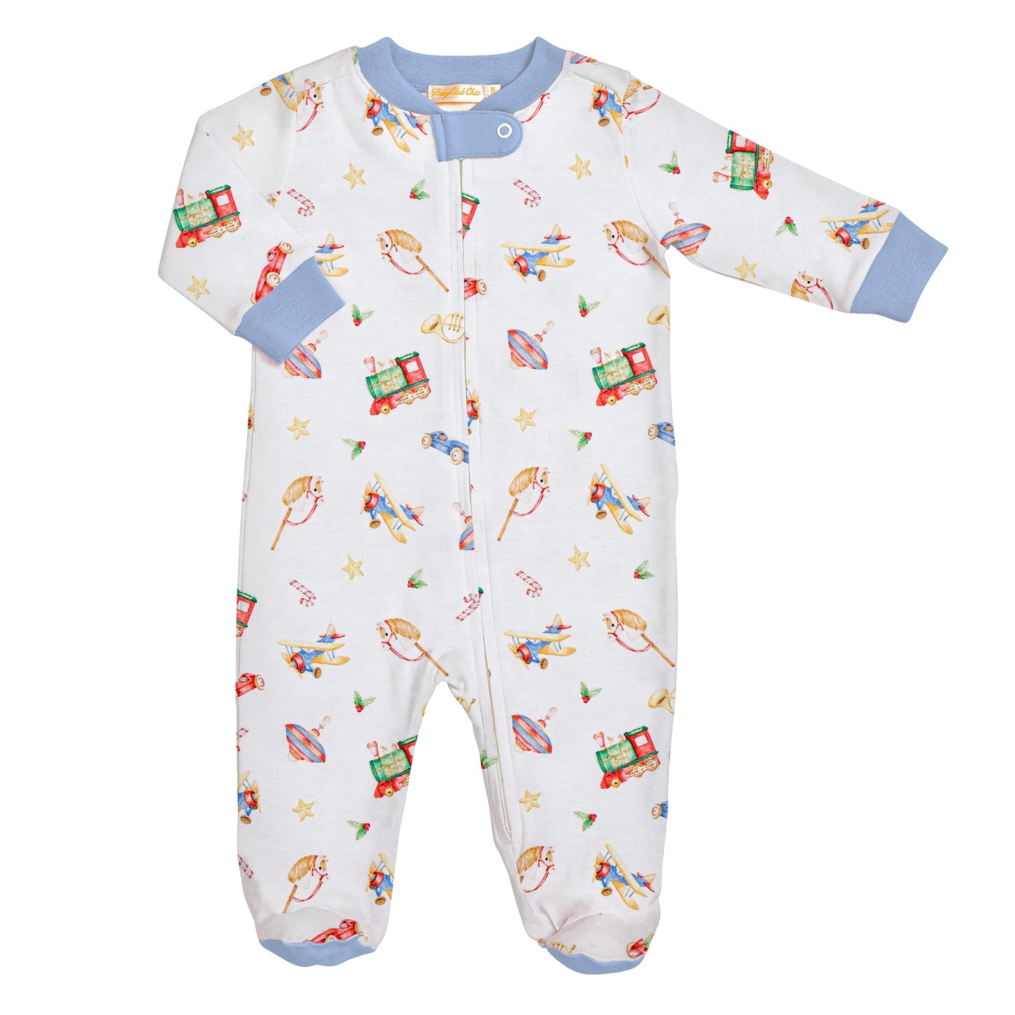 Holiday Heirlooms Printed Pima Zipped Footie