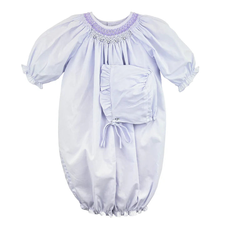 Bishop Smocked Heirloom Bag & Hat - Lavender