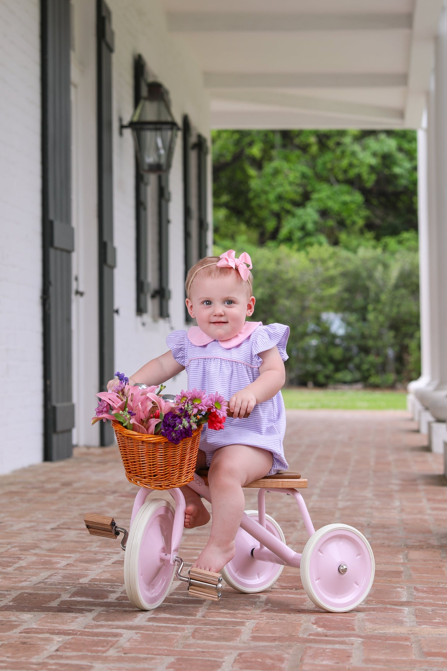 Genevieve Banded Bubble - Lavender Stripe/Light Pink