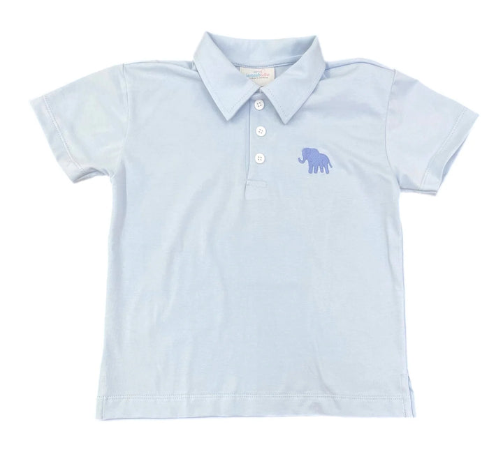 Light Blue Polo with Elephant Embroidery