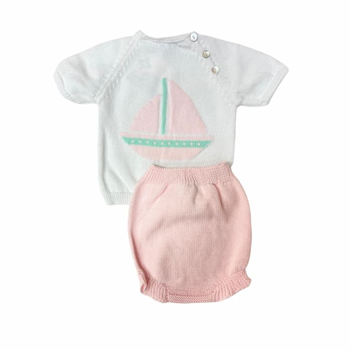 Pink Sailboat Diaper Set