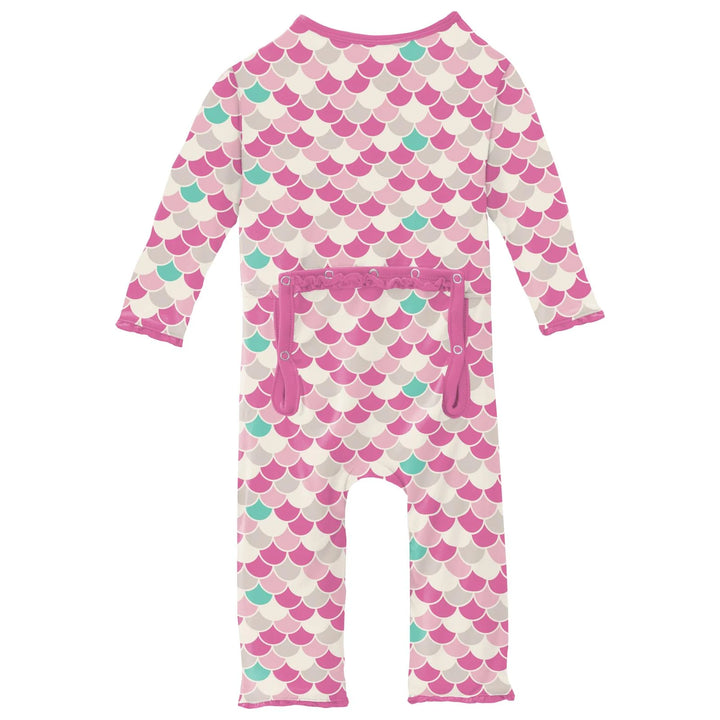 Print Muffin Ruffle Coverall with 2 Way Zipper in Tulip Scales