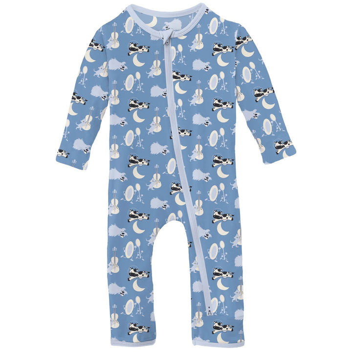 Print Coverall with 2 Way Zipper in Dream Blue Hey Diddle Diddle