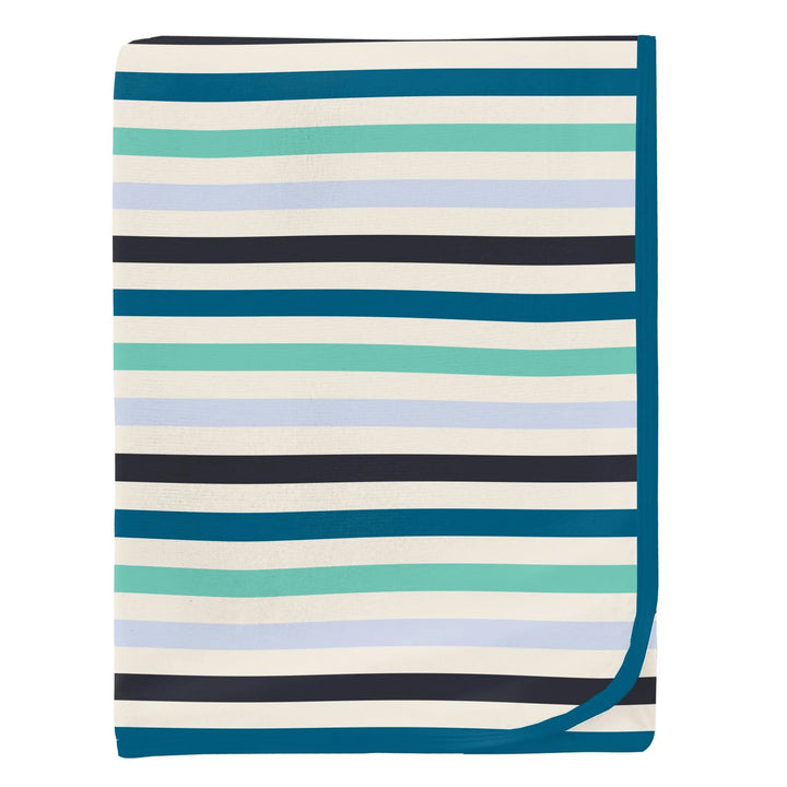 Print Swaddling Blanket in Little Boy Blue Stripe