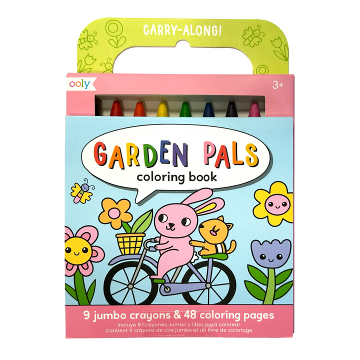 Carry Along! Coloring Book and Crayon Set - Garden Pals - Set of 9 Crayons