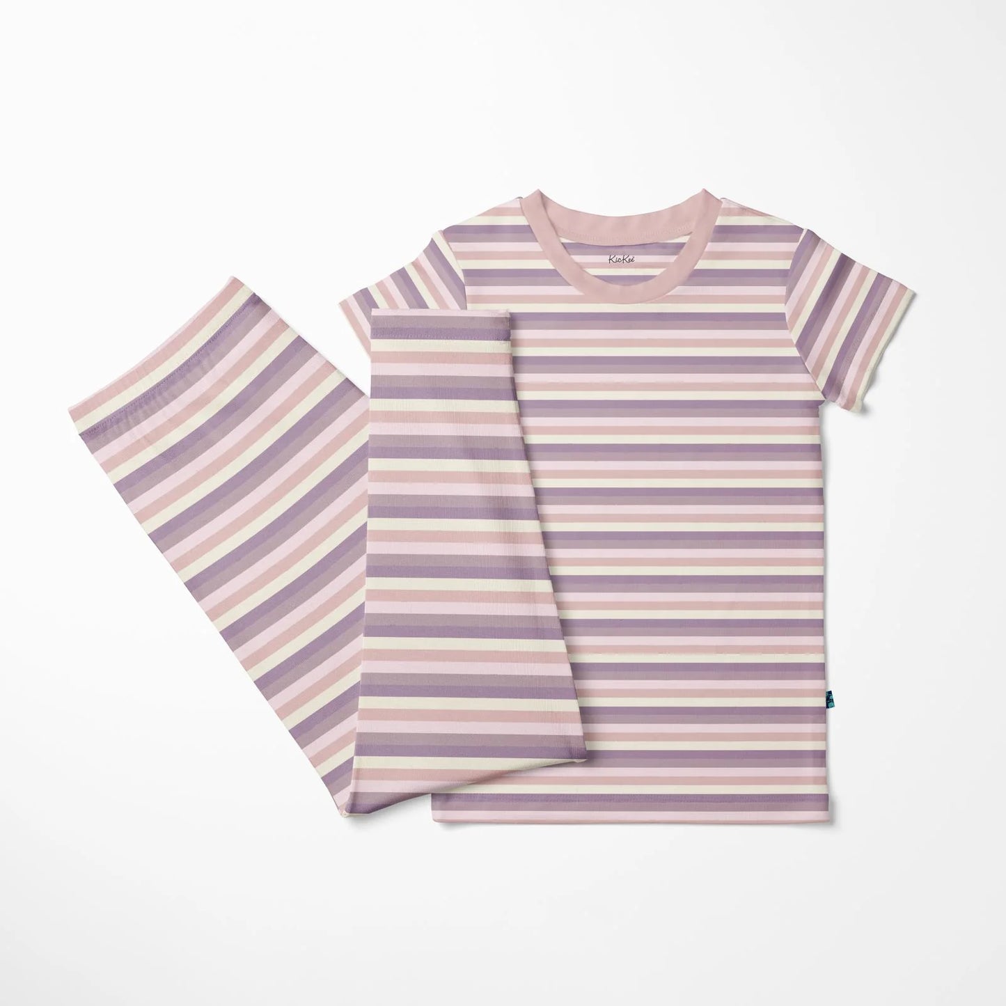 Print Short Sleeve Pajama Set in Lavender Bliss Stripe