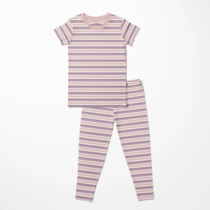 Print Short Sleeve Pajama Set in Lavender Bliss Stripe