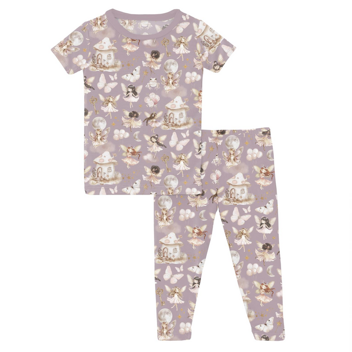 Print Short Sleeve Pajama Set in Sweet Pea Fairy Party