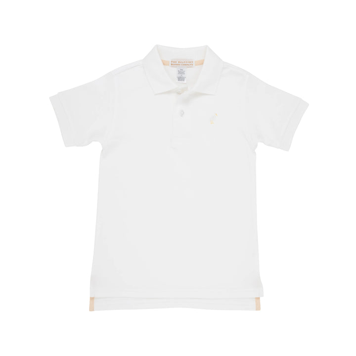 Prim & Proper Polo - Worth Avenue White with Multicolor Stork