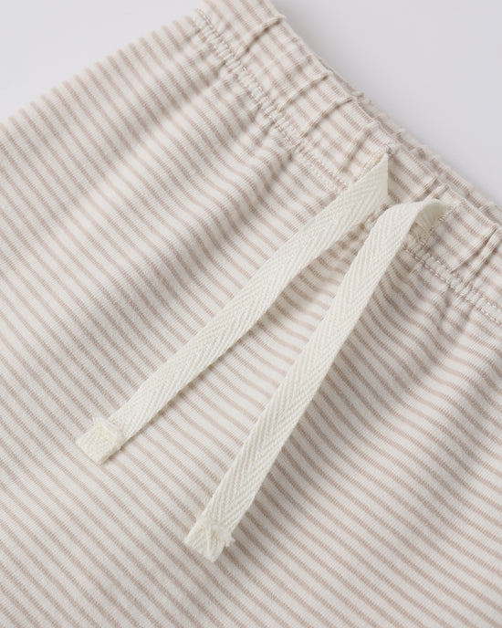 Wrap Top + Footed Pant Set - Oat Micro Stripe