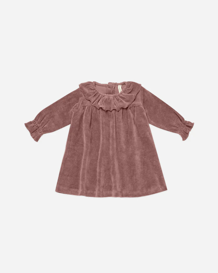 Velour Baby Dress in Fig