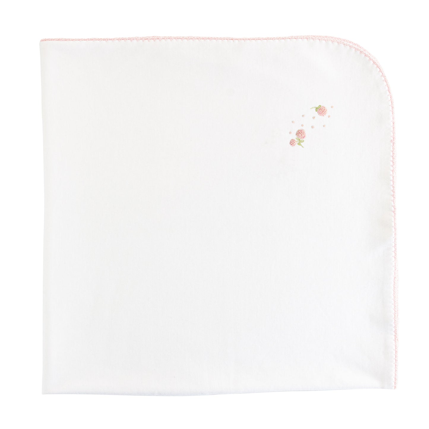 Spring Flowers Embroidered Receiving Blanket with Crochet Trim