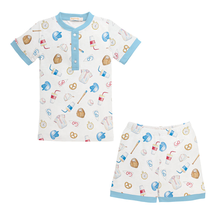Home Run Baseball Printed Short Kid Set w/ Buttons