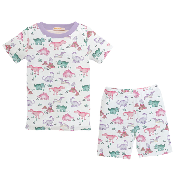 Dino's Kingdom Pink Printed Short Kid Set