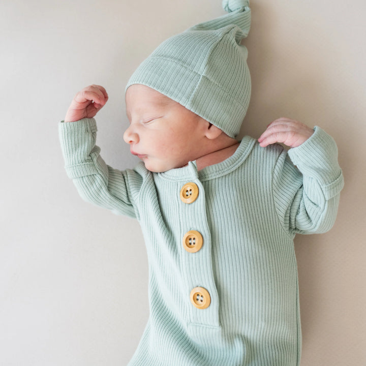 Knotted Gown with Hat Set in Sage