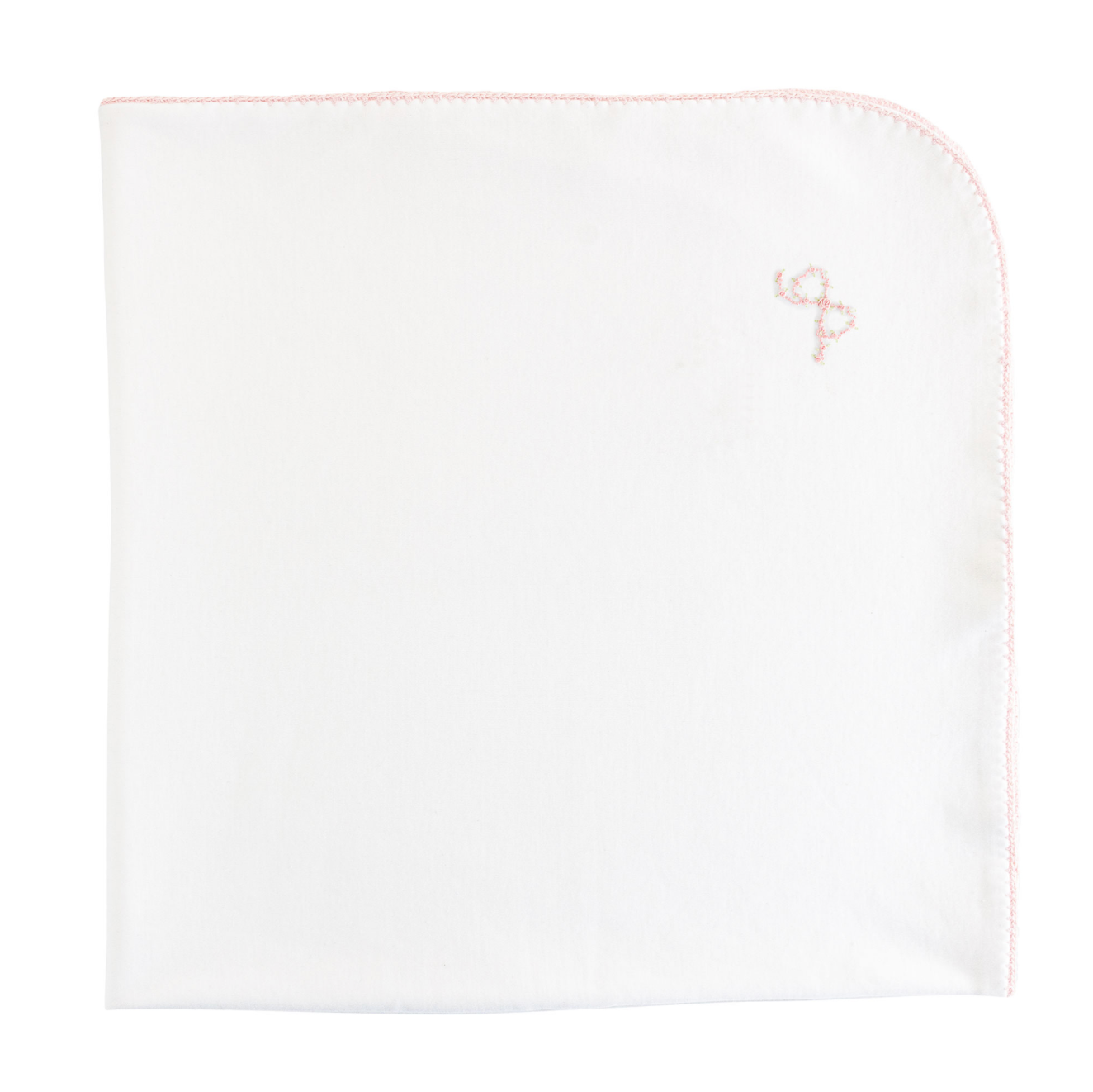 Pretty Bows Embroidered Receiving Blanket with Crochet Trim
