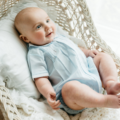 Button Front Dot Creeper - Blue