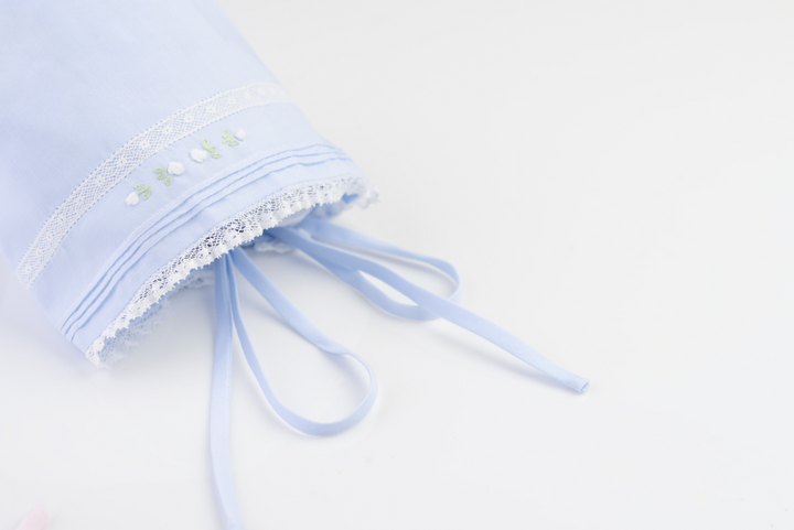 Girls Floral Bullion & Lace Bonnet - Blue