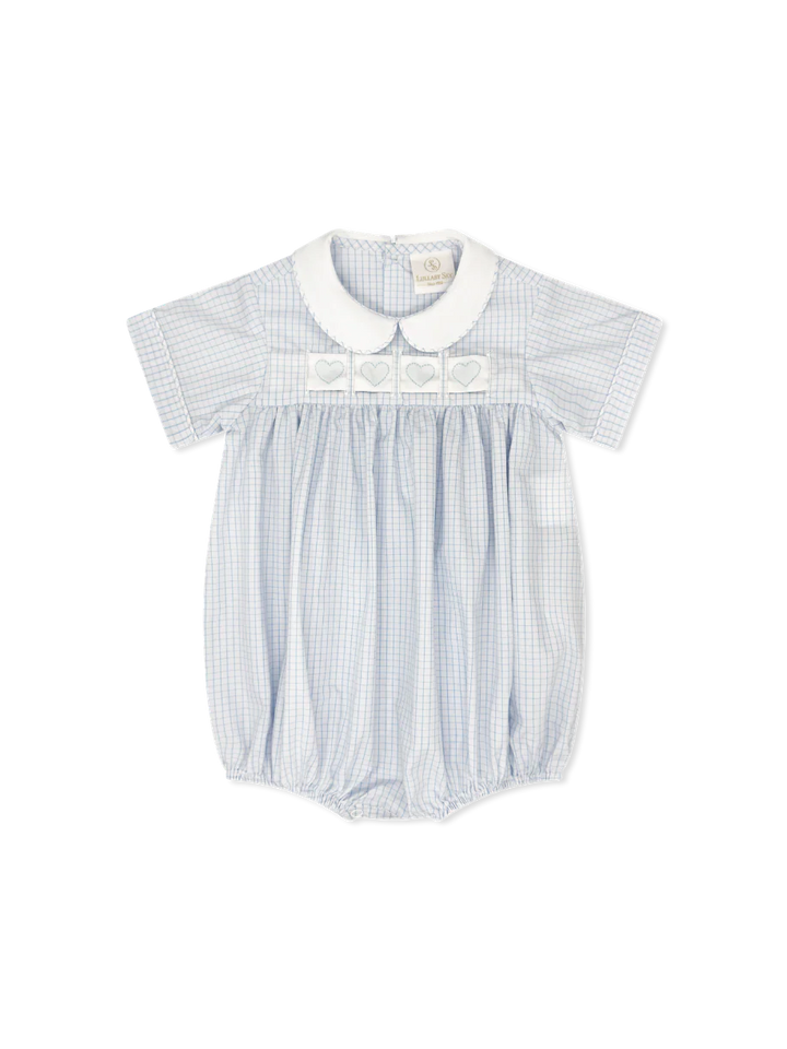 Noah Ribbon Bubble - Classic Blue Windowpane - Heart, Bunny, Train