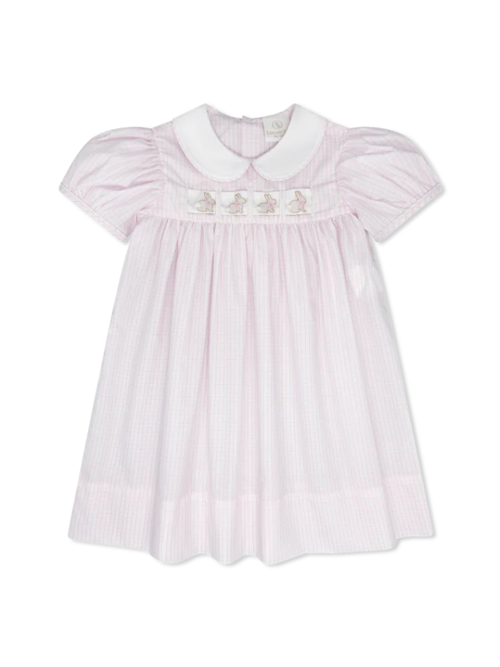 Ruth Ribbon Dress - Classic Pink Windowpane - Heart, Bunny, Bow