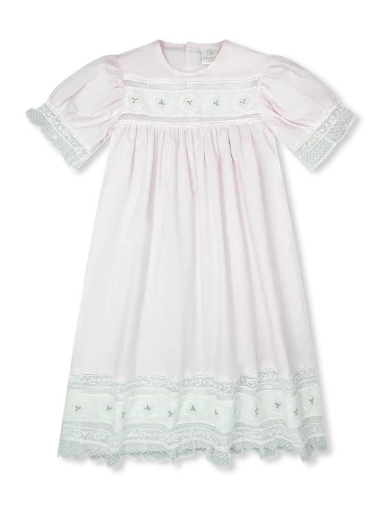 Hazel Dress - Blessings Pink Batiste, Floral Embroidery