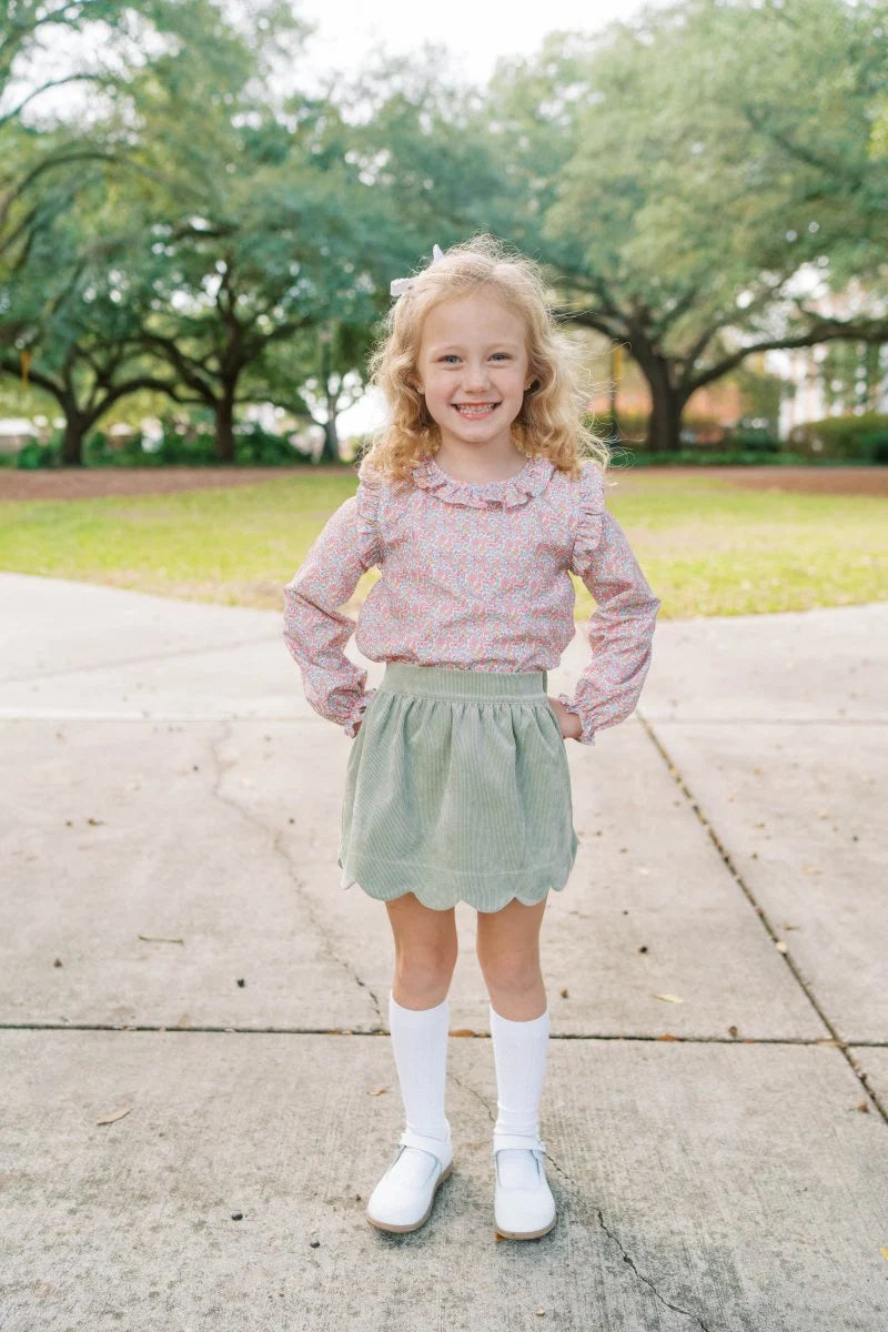 Susie Scallop Skirt - Sweetgrass Corduroy
