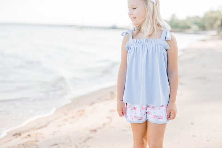 Knit Tie Top with Sloane short- Flag  PRESALE
