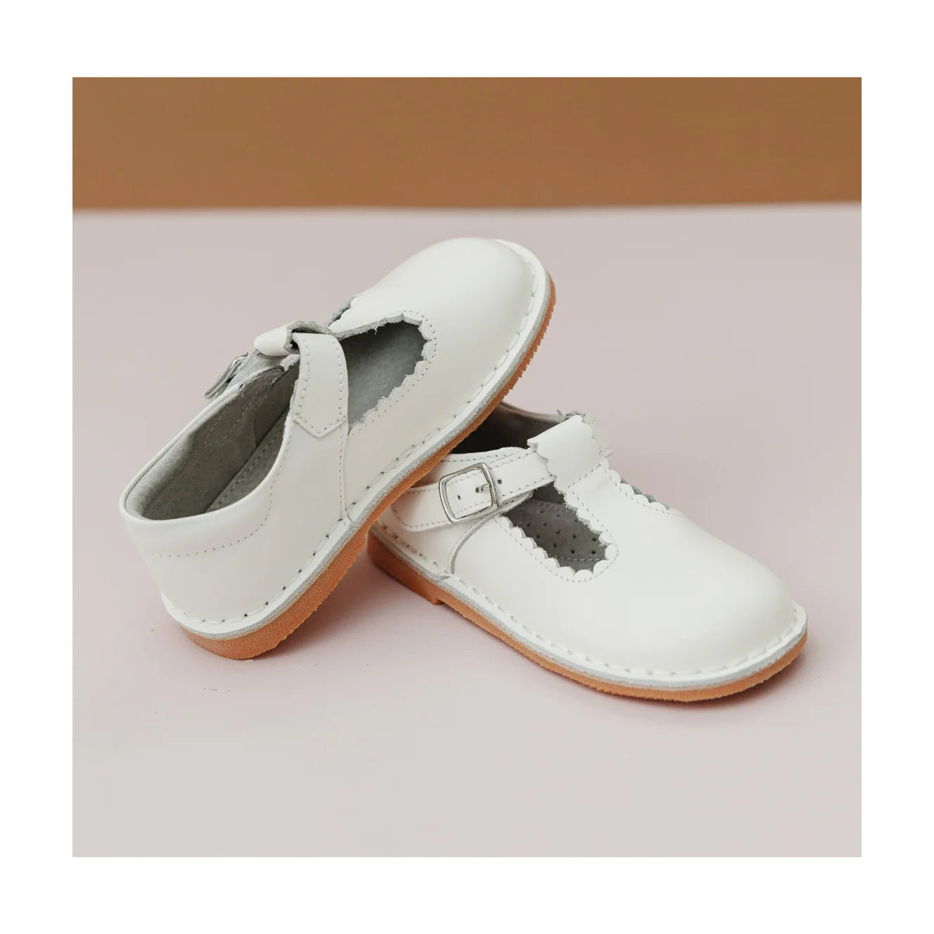 Selina Scalloped T-Strap Mary Jane White