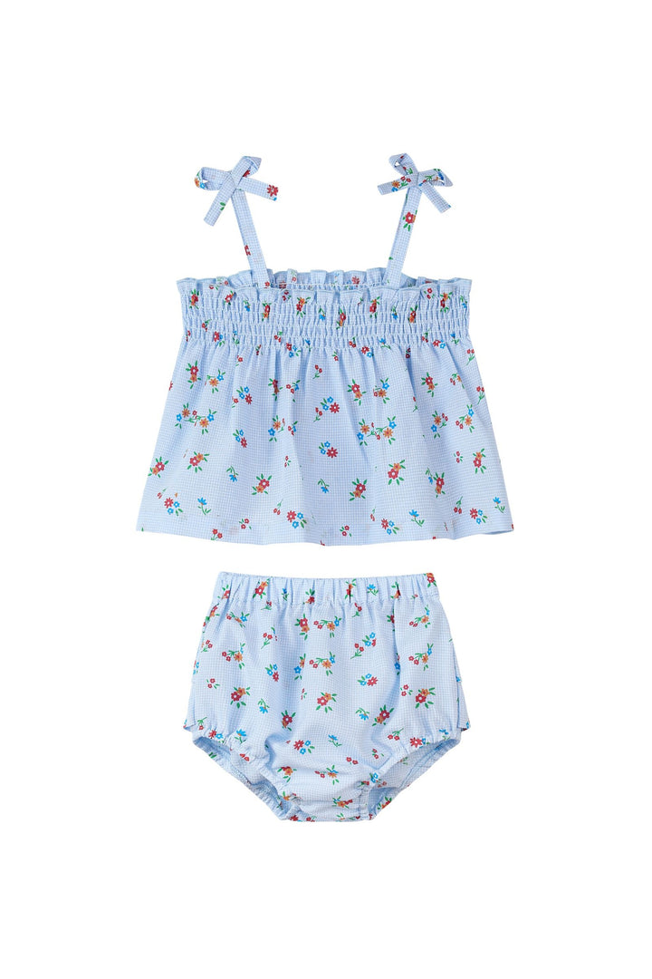Bianca 2 Piece Set - Blue Gingham Floral