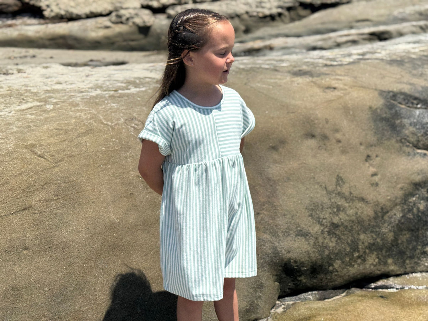 Pearl Dress - Green Stripe