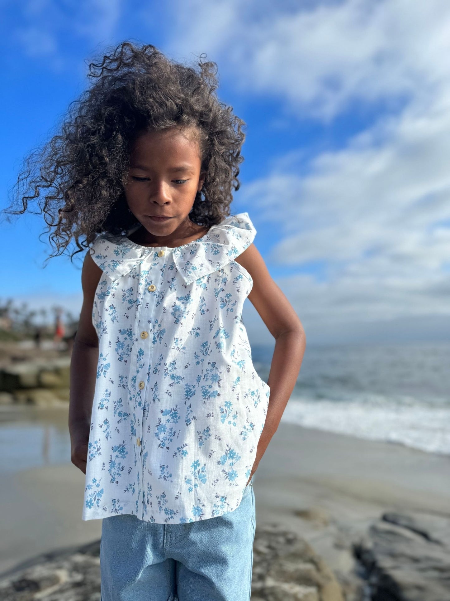 Finley Top - Blue Floral