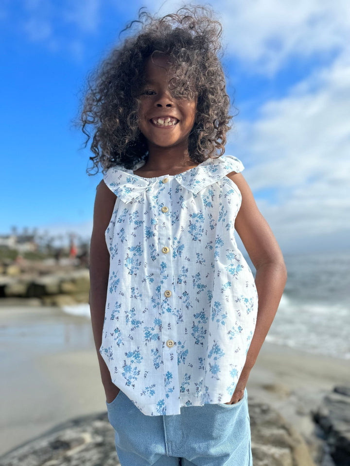 Finley Top - Blue Floral