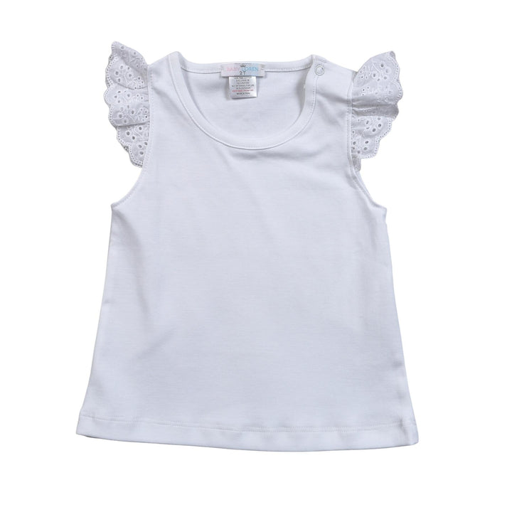 White Eyelet Butterfly Sleeves Top