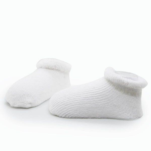 Baby Socks Terry - Pack Of 2 White 0-3M: White Solid