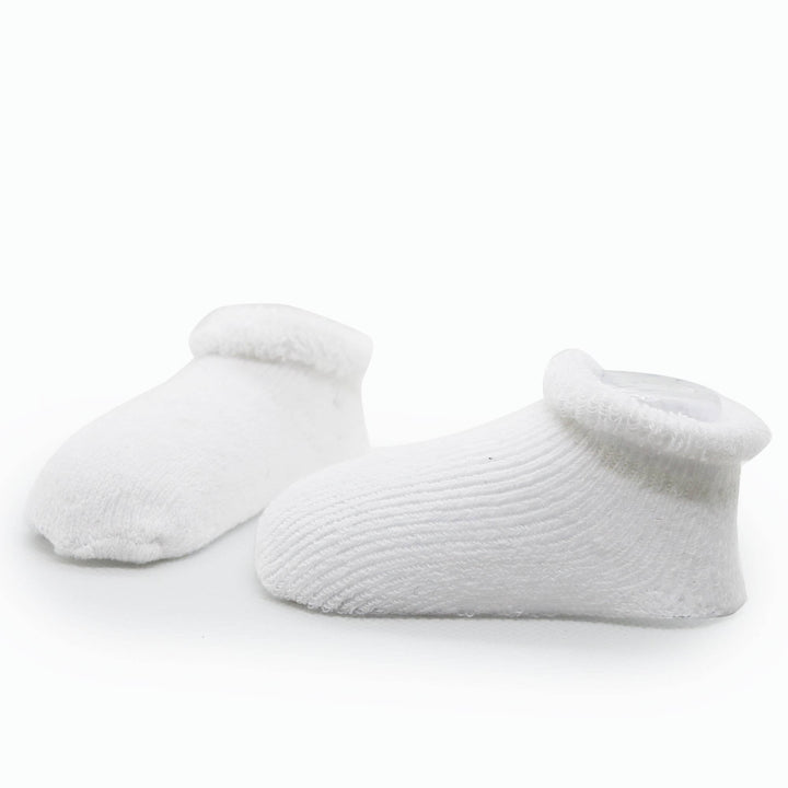 Baby Socks Terry - Pack Of 2 White 0-3M: White Solid