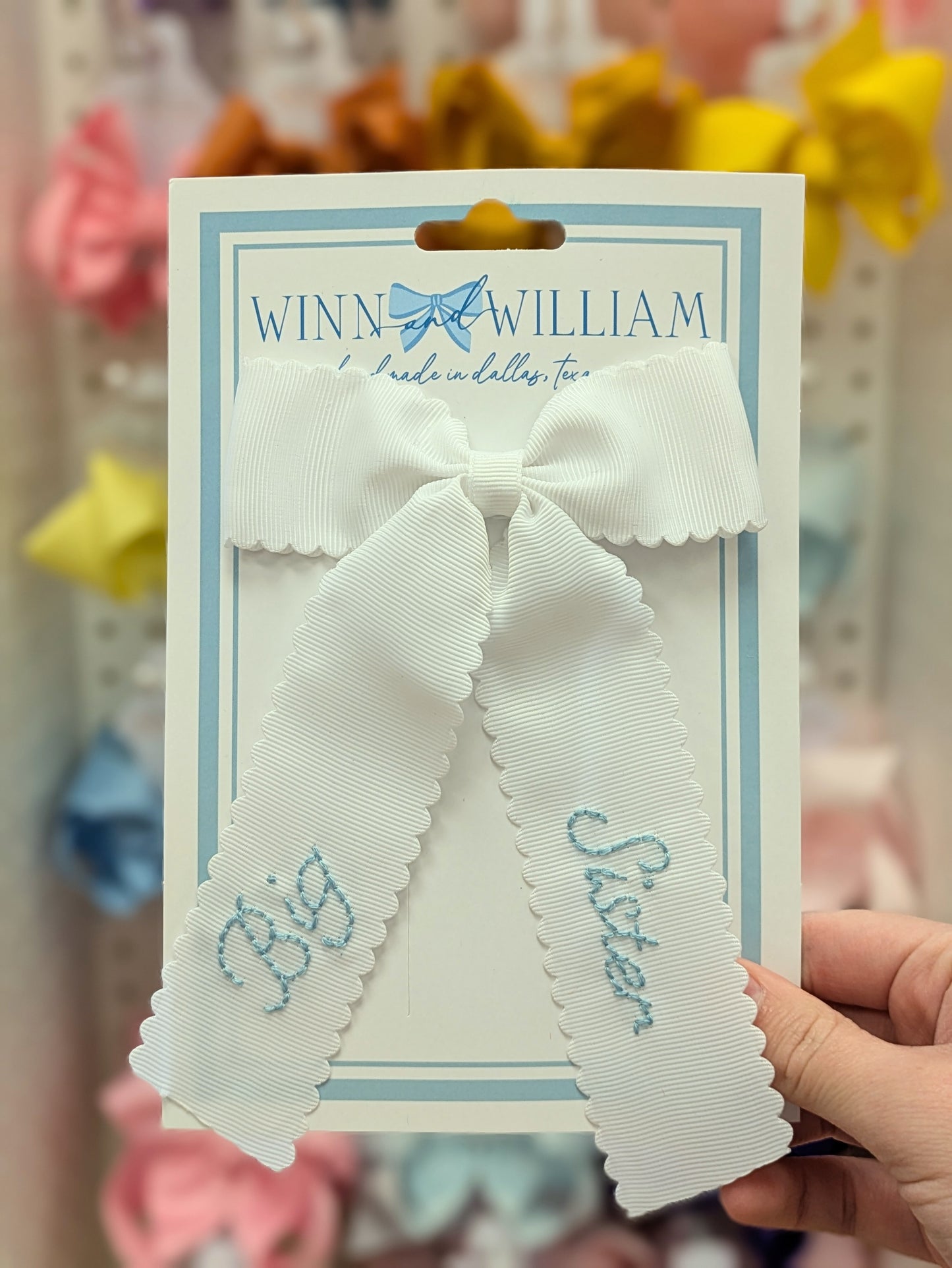 Big Sister Hand-Embroidered Bow Scalloped Edge