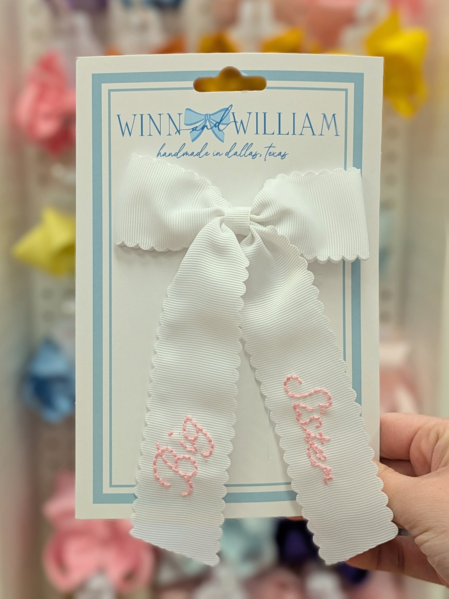 Big Sister Hand-Embroidered Bow Scalloped Edge