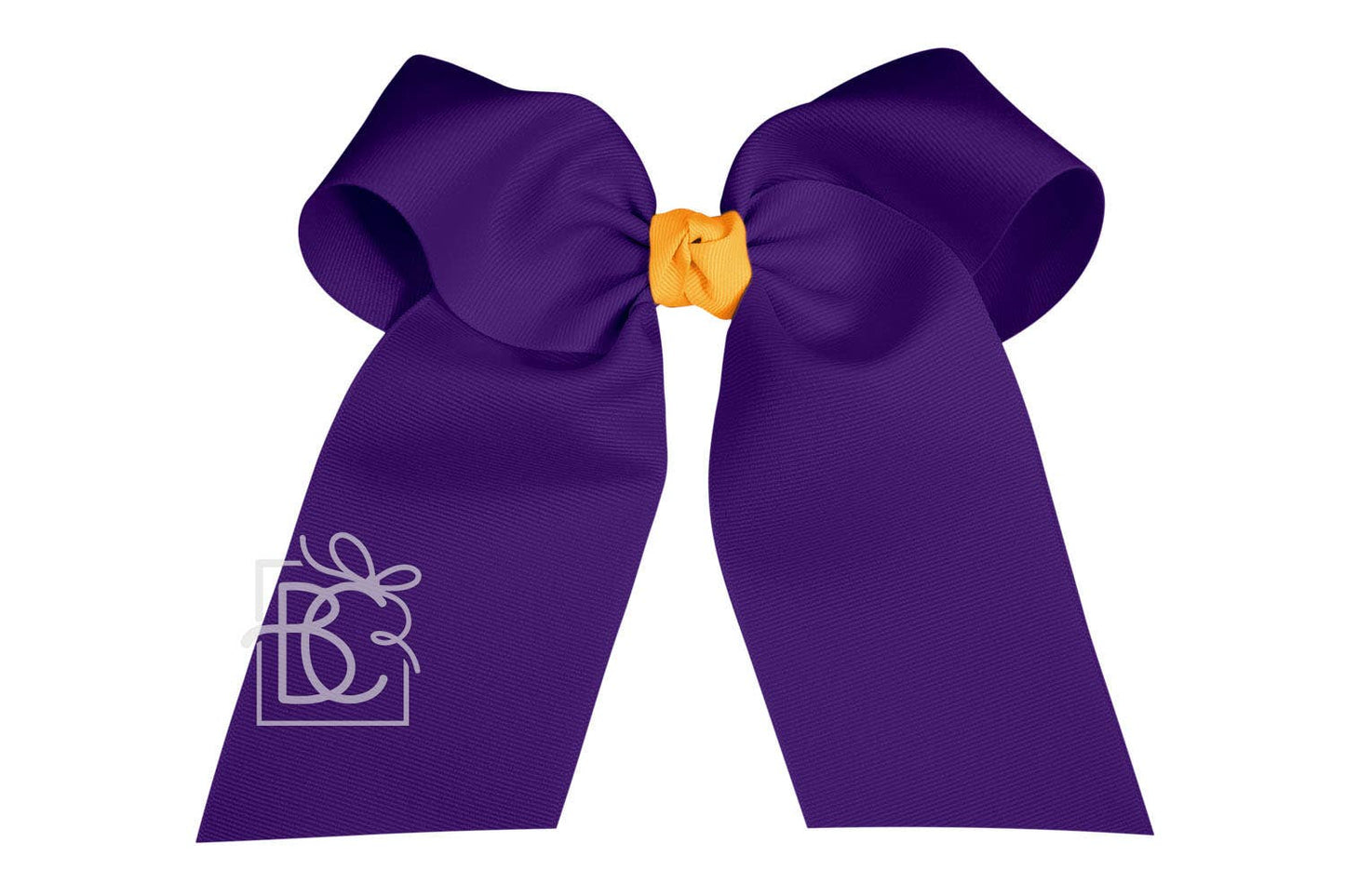 Cheer Bows on Pony-O - Purple w/ Yellow Gold Knot