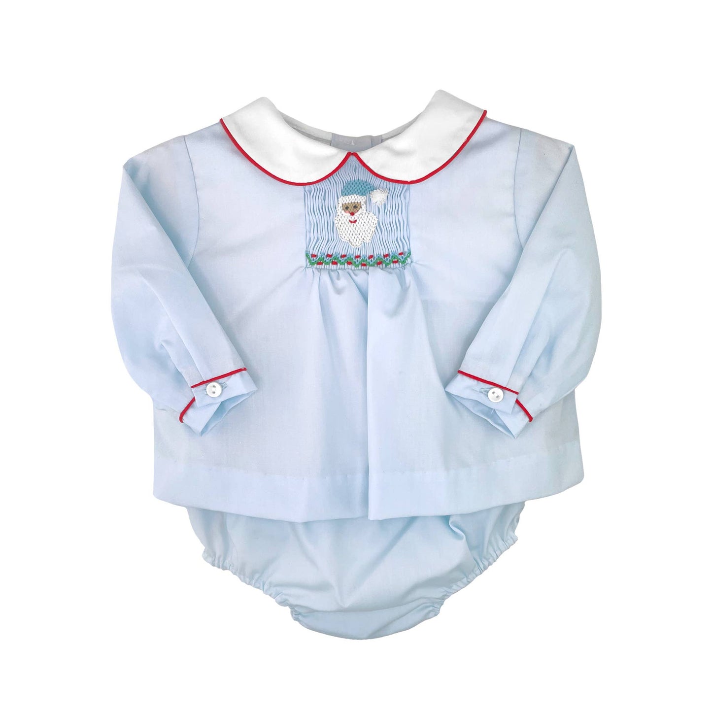 Diaper Set with Smocked Santa