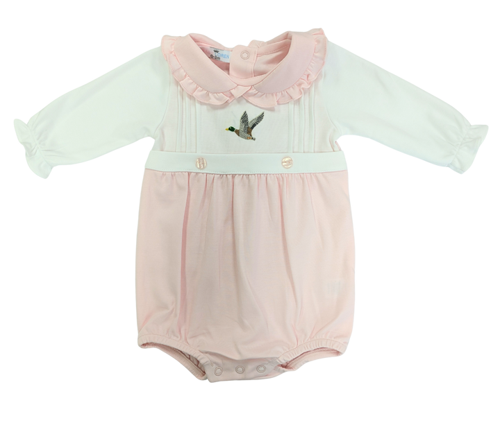 Pink Mallard Ducks Hand Embroidered Bubble